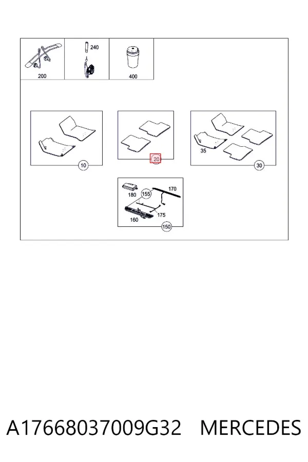 Alfombrillas A17668037009G32 Mercedes