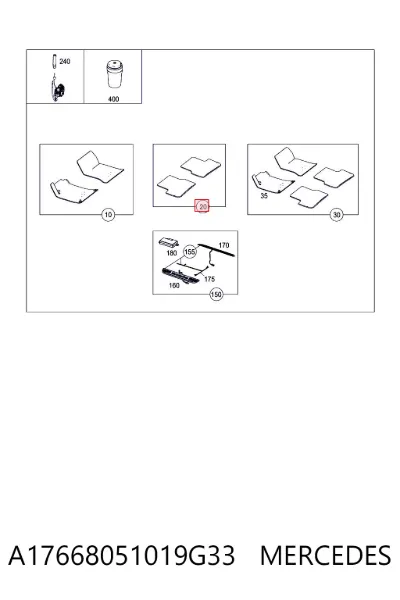 Juego de alfombrillas delanteras y traseras MERCEDES A17668051019G33