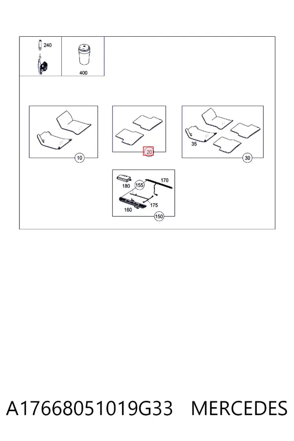 Alfombrillas A17668051019G33 Mercedes