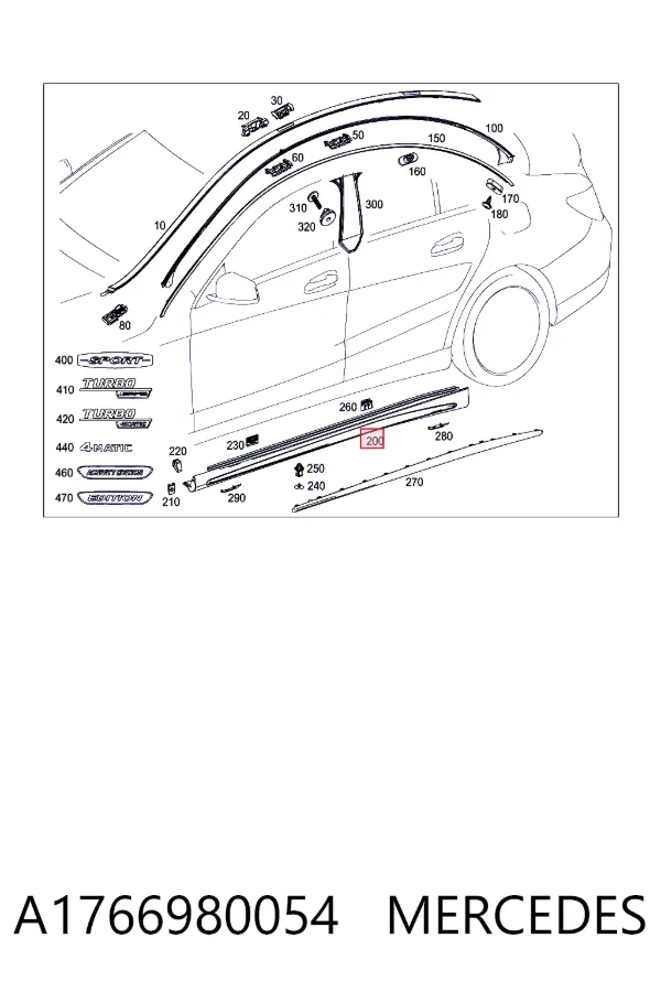 Moldura de umbral exterior izquierda A1766980054 Mercedes
