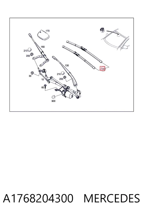 Limpiaparabrisas delanteras A1768204300 Mercedes