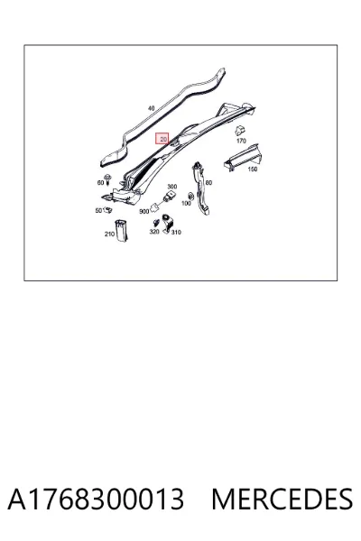 Canaleta del parabrisas MERCEDES A1768300013