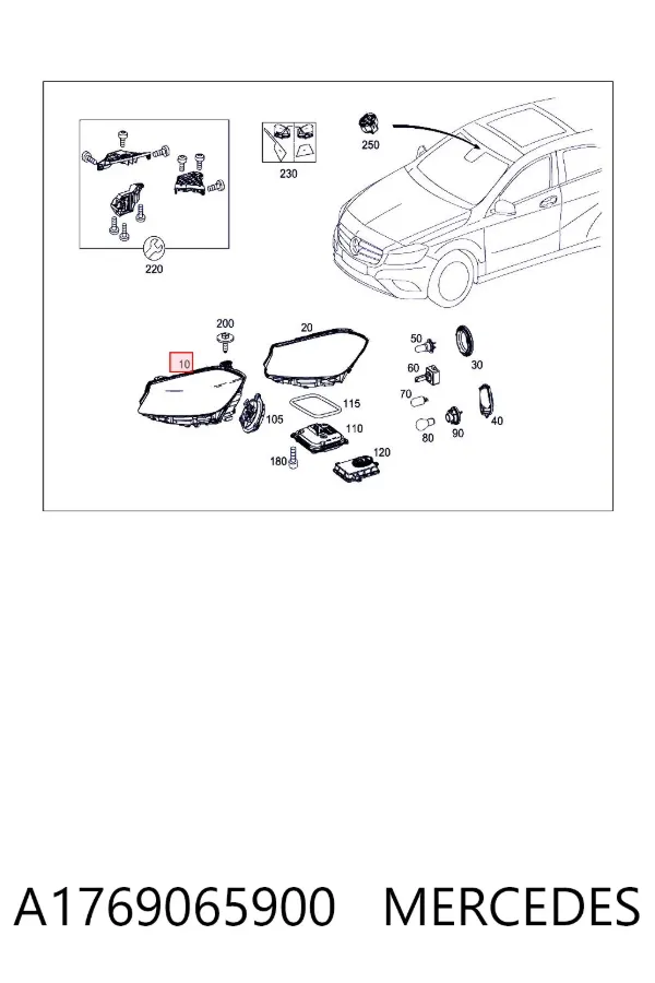 Faro izquierdo A1769065900 Mercedes
