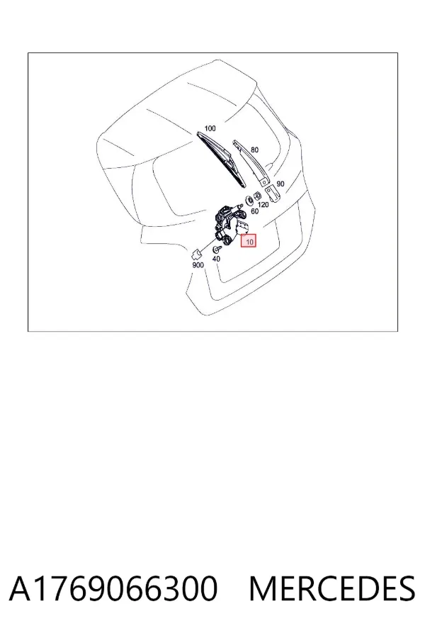 Motor limpiaparabrisas, trasera A1769066300 Mercedes