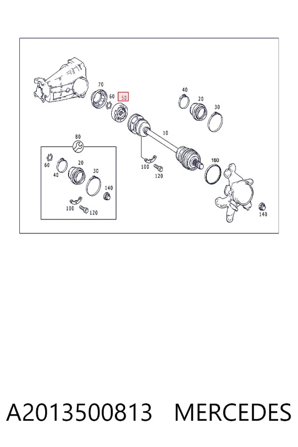 Junta homocinética interior trasera A2013500813 Mercedes