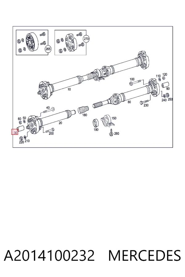 Buje centrador del eje de transmisión A2014100232 Mercedes