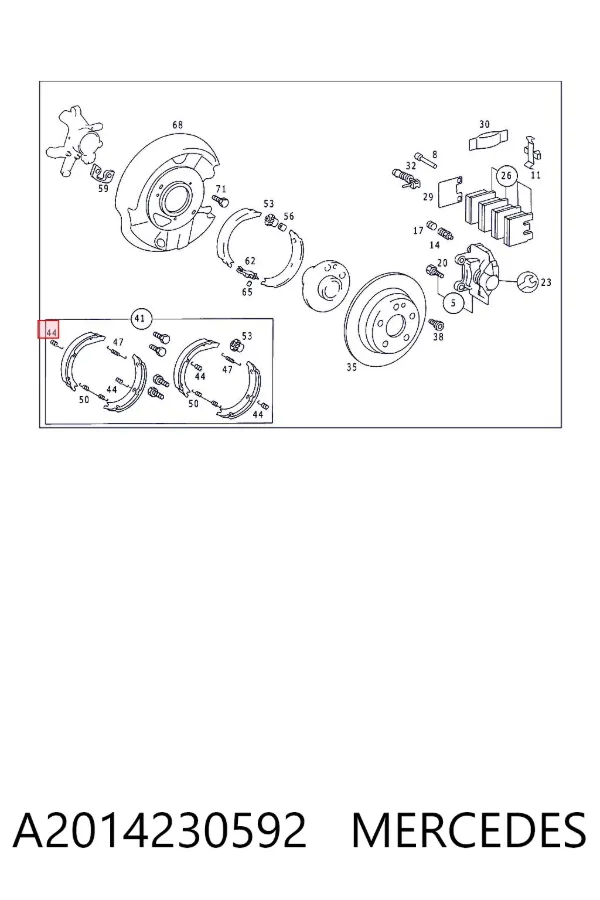 Kit reparación del freno de mano A2014230592 Mercedes