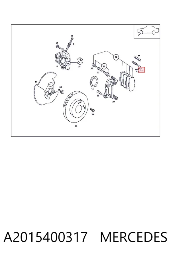 Sensor de desgaste de las pastillas de freno delanteras A2015400317 Mercedes