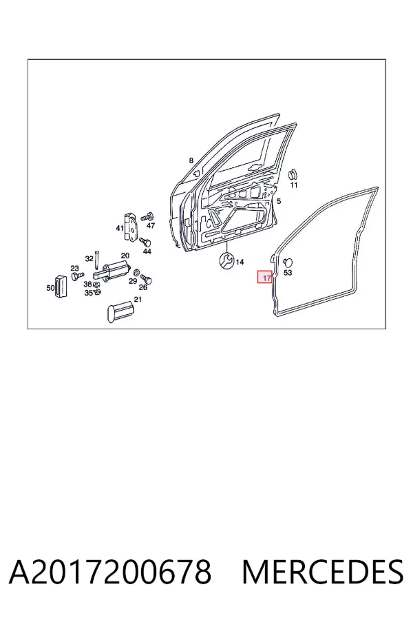Junta de puerta delantera izquierda A2017200678 Mercedes