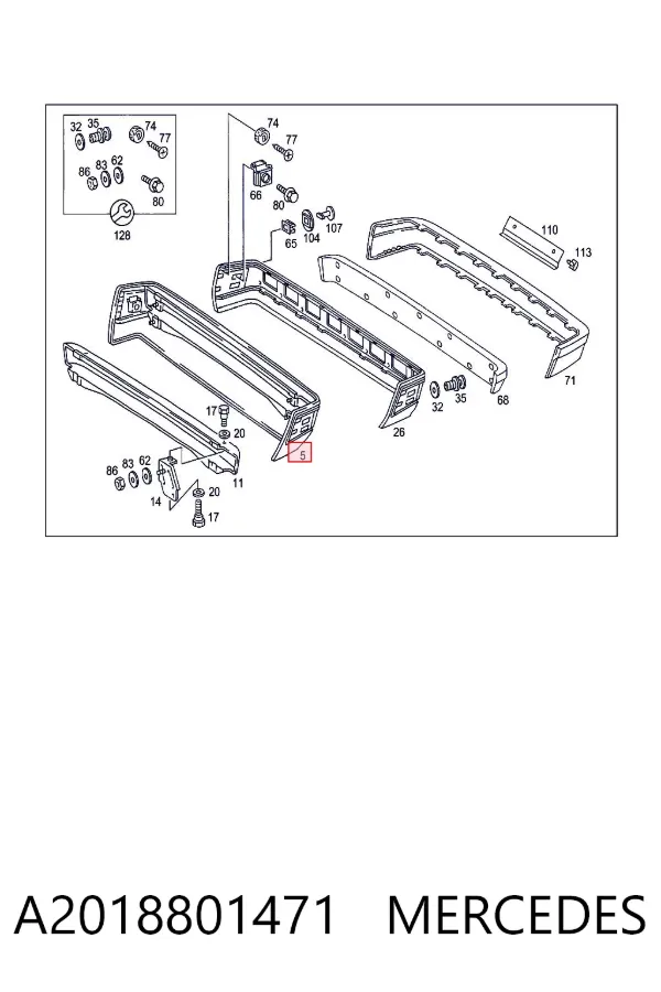 Parachoques trasero A2018801471 Mercedes
