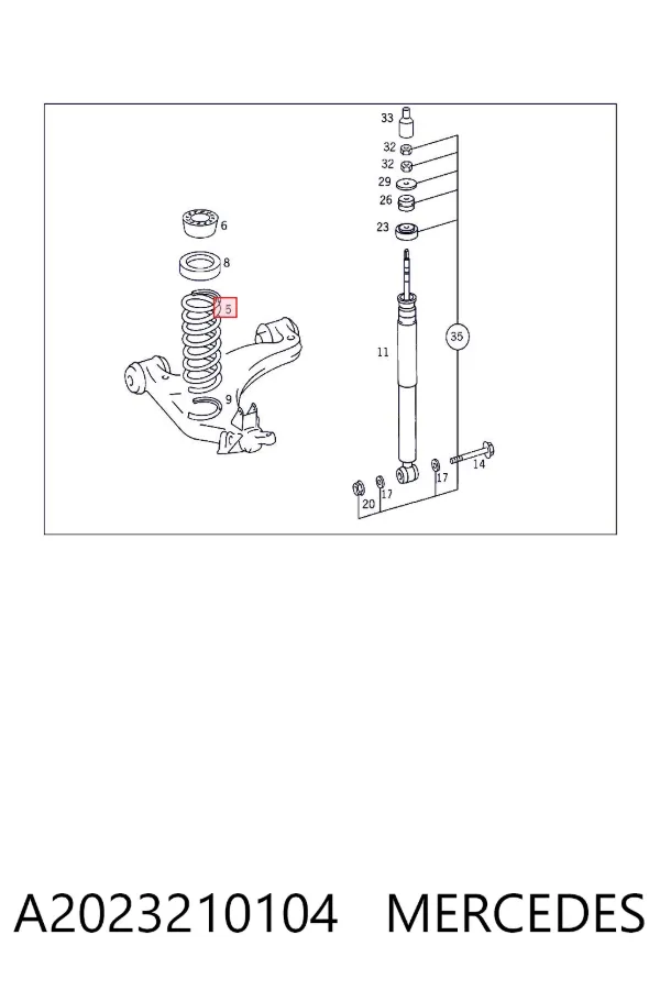 Muelle delantero A2023210104 Mercedes