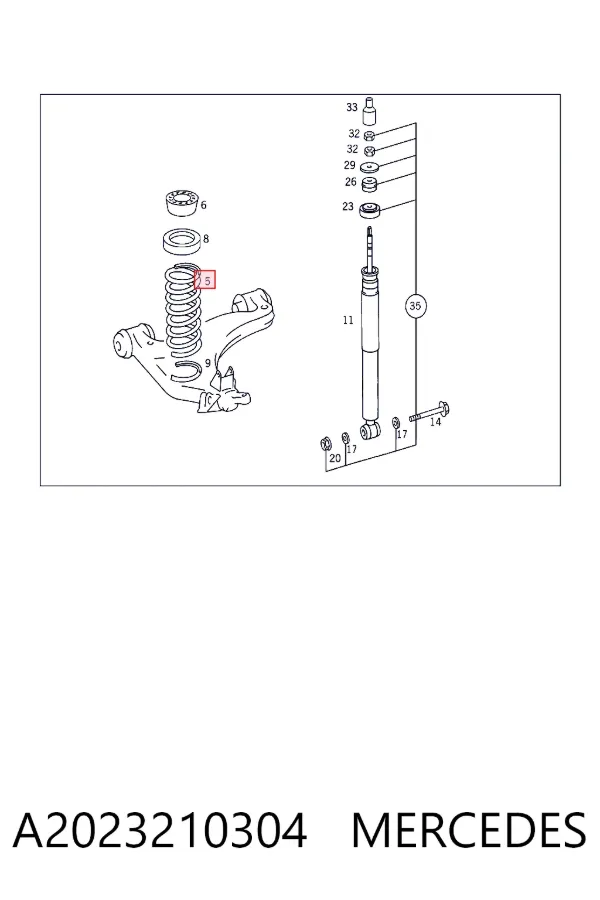 Muelle delantero A2023210304 Mercedes