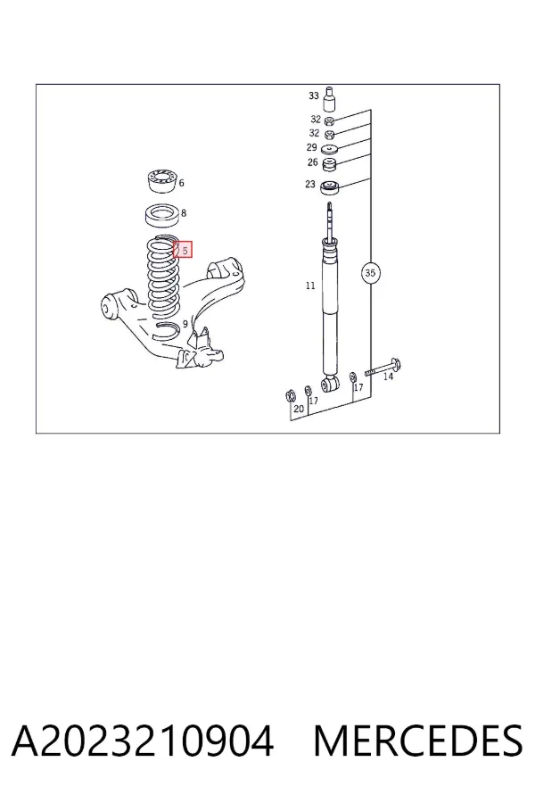 Muelle delantero A2023210904 Mercedes