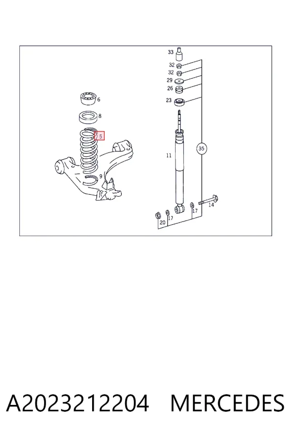 Muelle delantero A2023212204 Mercedes