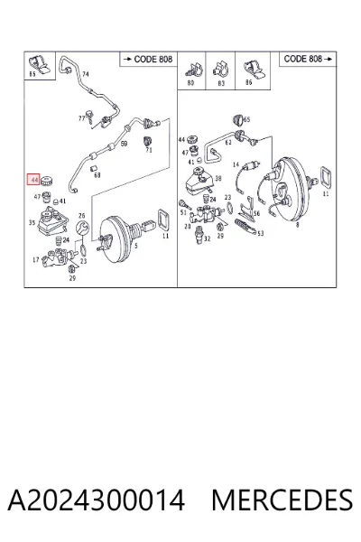 Tapa del depósito del cilindro maestro de freno MERCEDES A2024300014