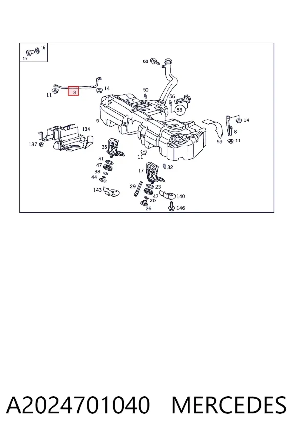 Soporte del tanque de combustible A2024701040 Mercedes