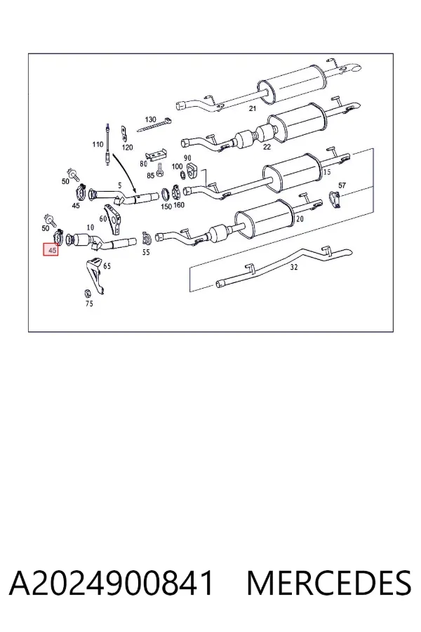 Abrazadera del colector de escape A2024900841 Mercedes