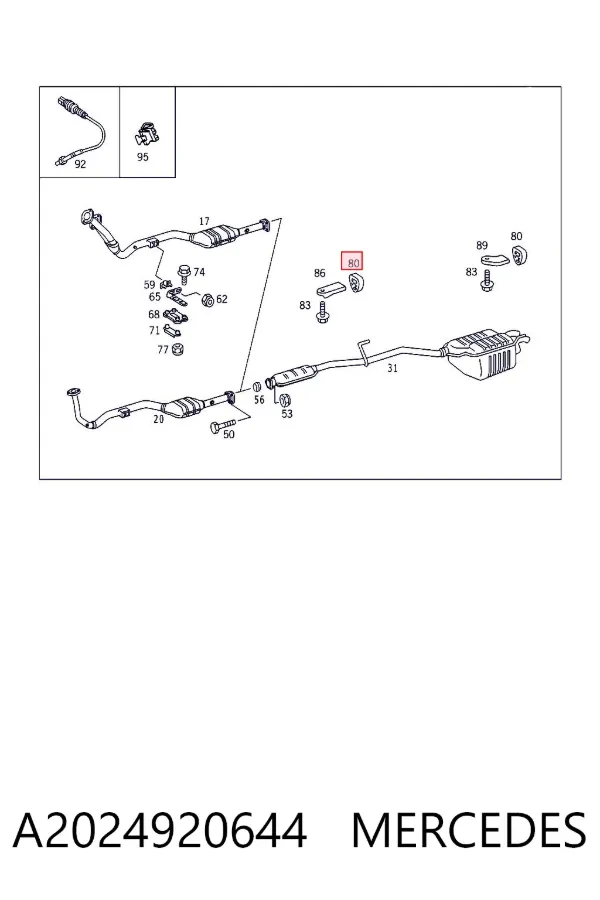 Soporte escape A2024920644 Mercedes