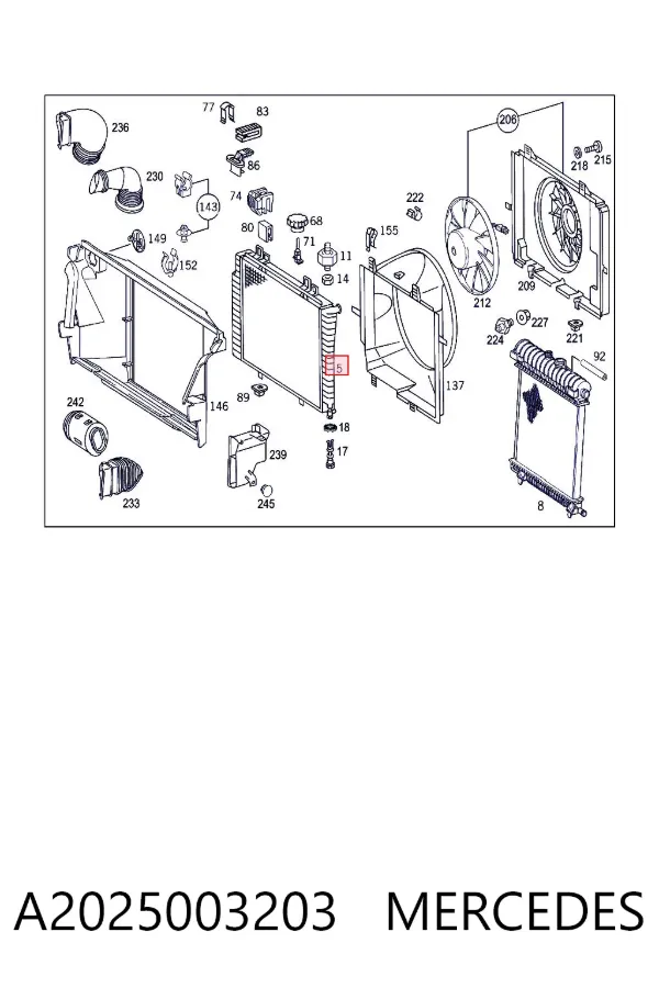 Radiador A2025003203 Mercedes