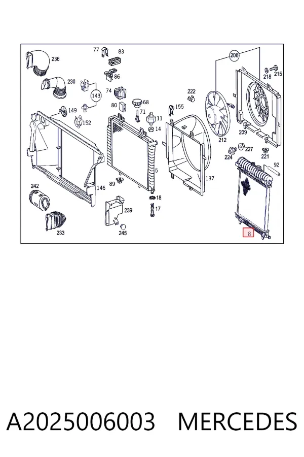 Radiador A2025006003 Mercedes