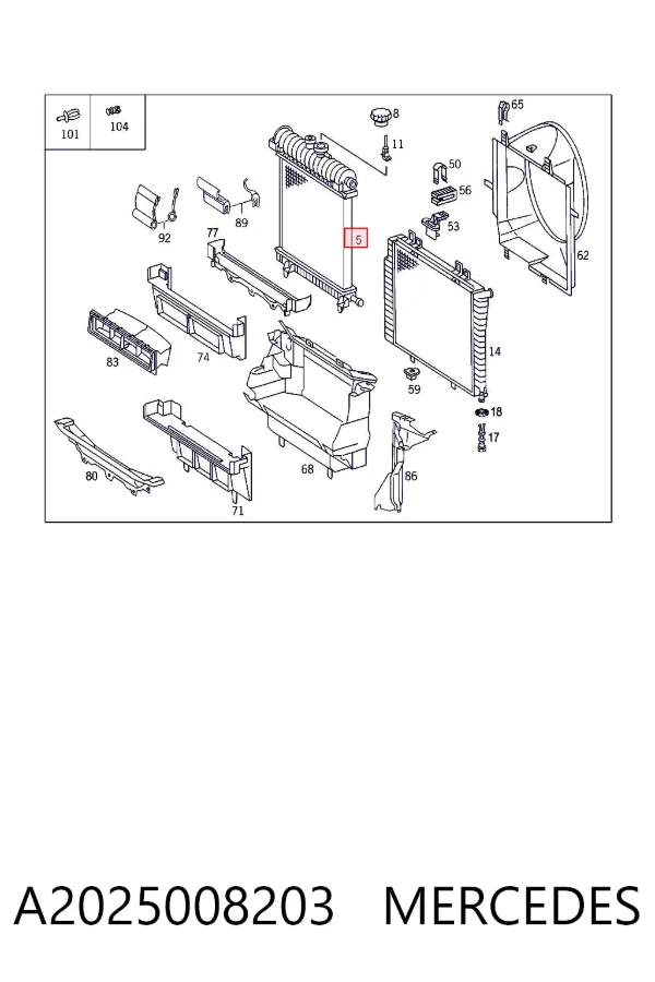 Radiador A2025008203 Mercedes