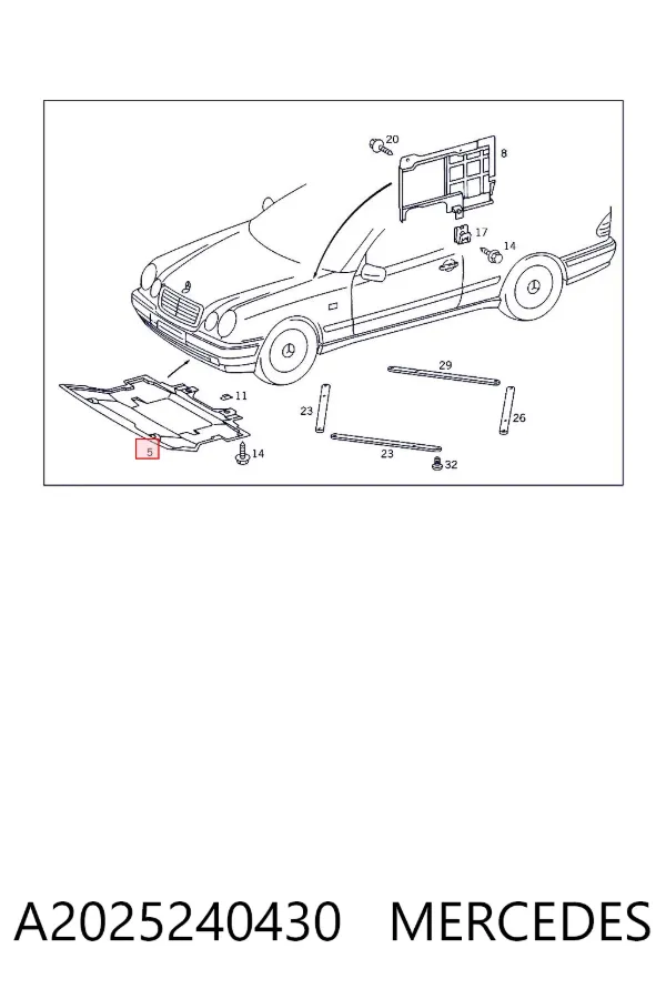 Protección motor / empotramiento A2025240430 Mercedes