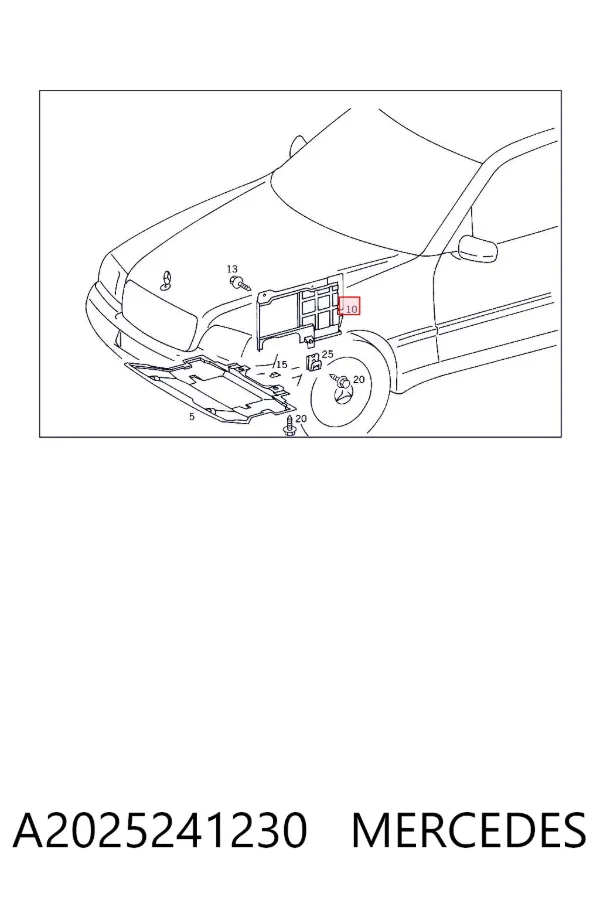 Protección motor / empotramiento A2025241230 Mercedes