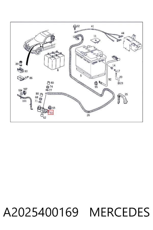 Bloque de conexión del cable positivo A2025400169 Mercedes