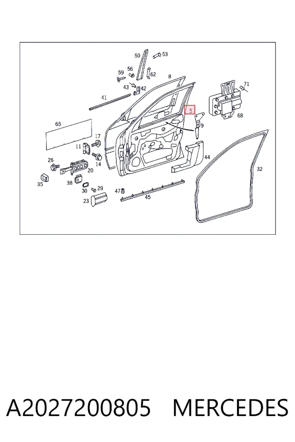 Puerta delantera derecha A2027200805 Mercedes
