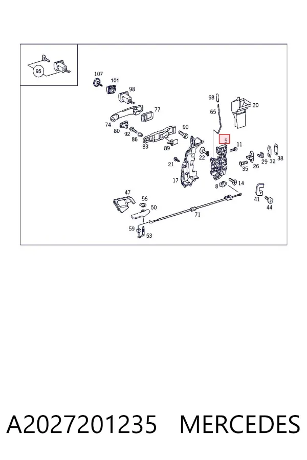Cerradura de puerta delantera derecha A2027201235 Mercedes