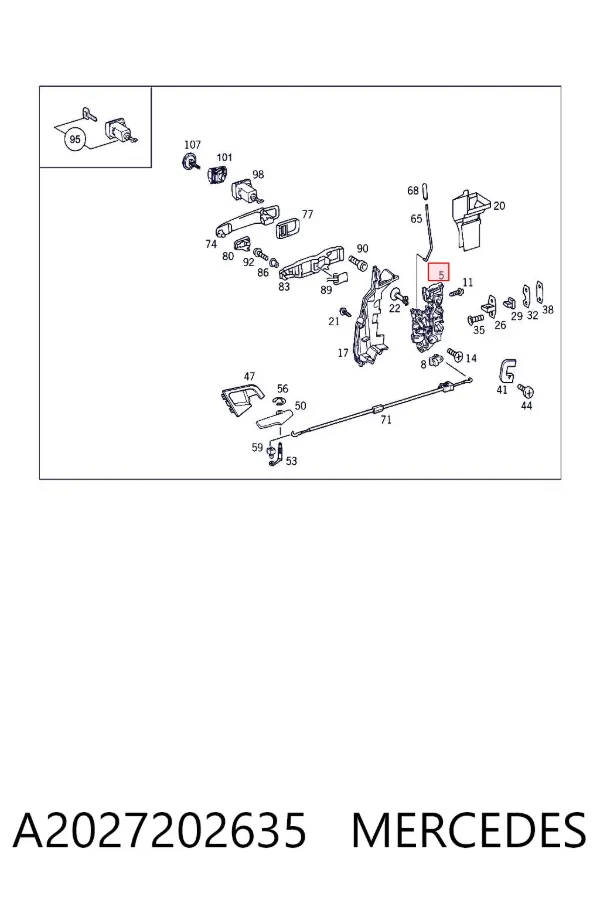 Cerradura de puerta delantera derecha A2027202635 Mercedes