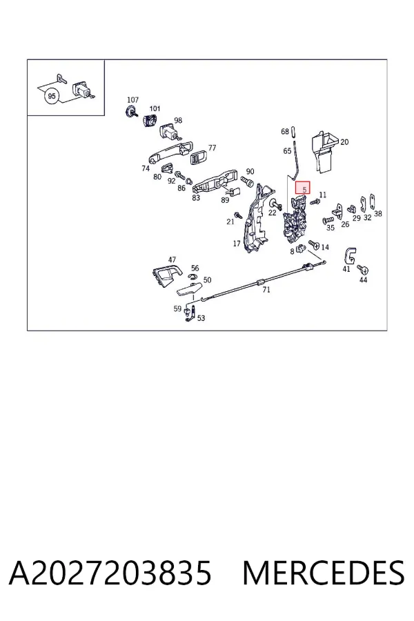 Cerradura de puerta delantera derecha A2027203835 Mercedes