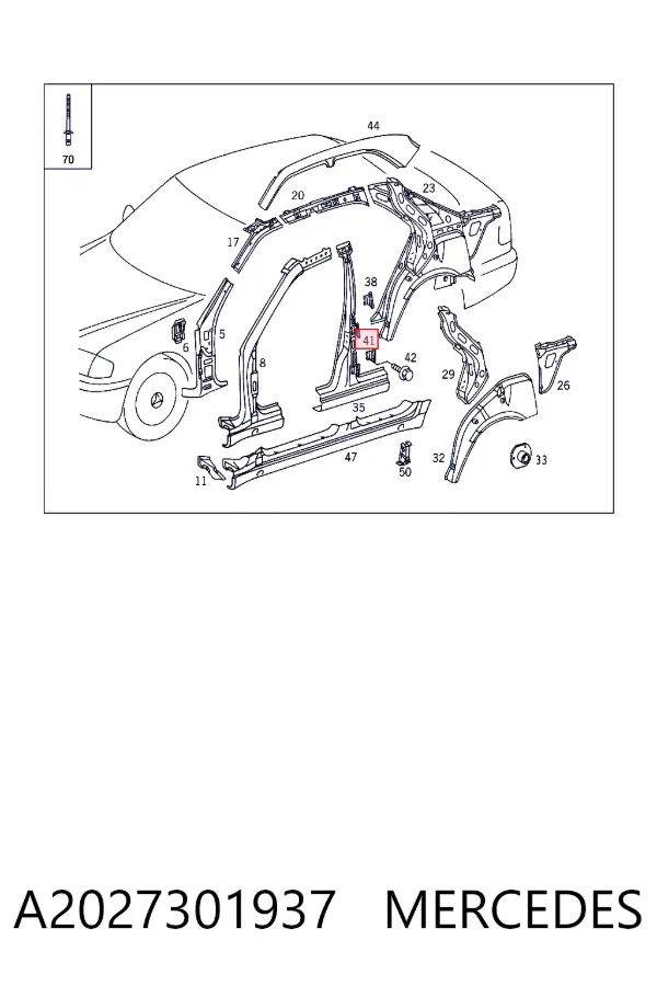 Bisagra de puerta trasera izquierda A2027301937 Mercedes