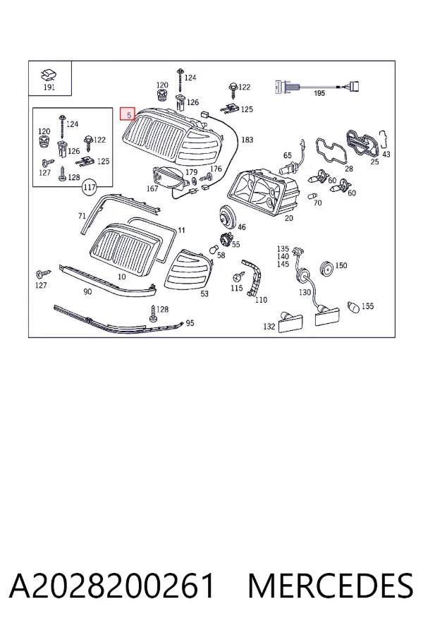 Faro derecho A2028200261 Mercedes
