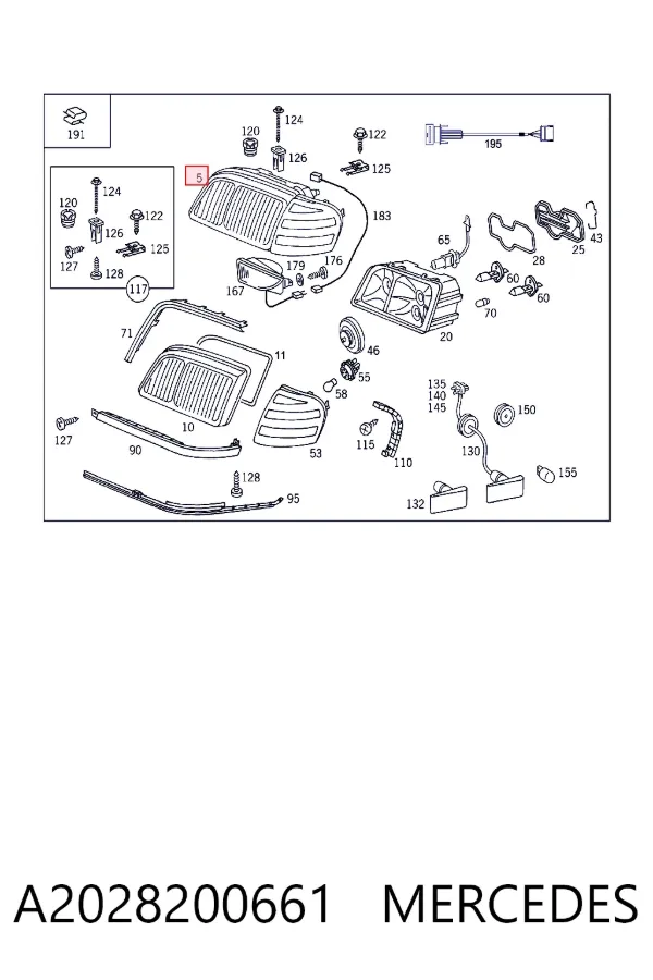 Faro derecho A2028200661 Mercedes
