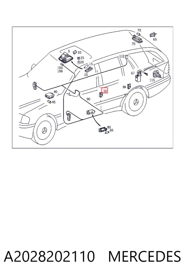 Sensor, interruptor, contacto de puerta  A2028202110 Mercedes