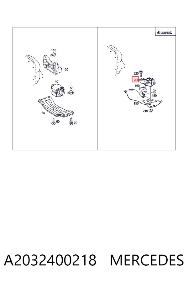 Taco de caja de cambios A2032400218 Mercedes
