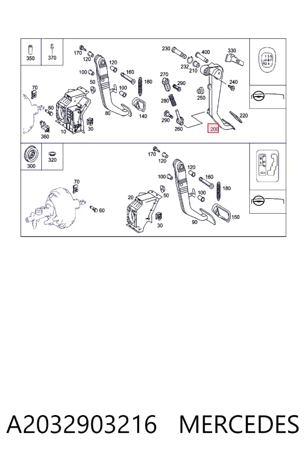 Pedal embrague A2032903216 Mercedes