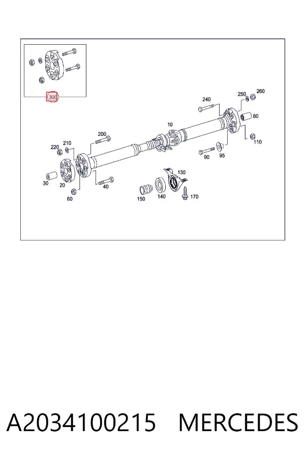 Acoplamiento elástico del cardán delantero/trasero A2034100215 Mercedes