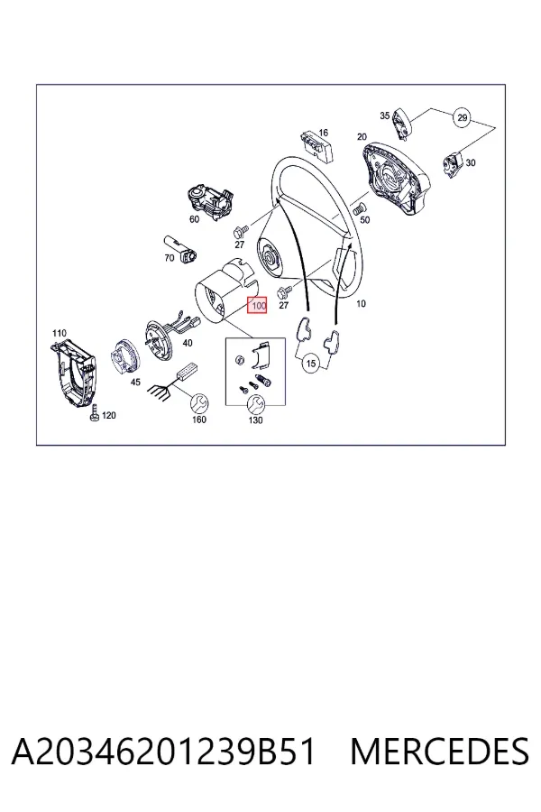 Cubierta protectora de la dirección A20346201239B51 Mercedes