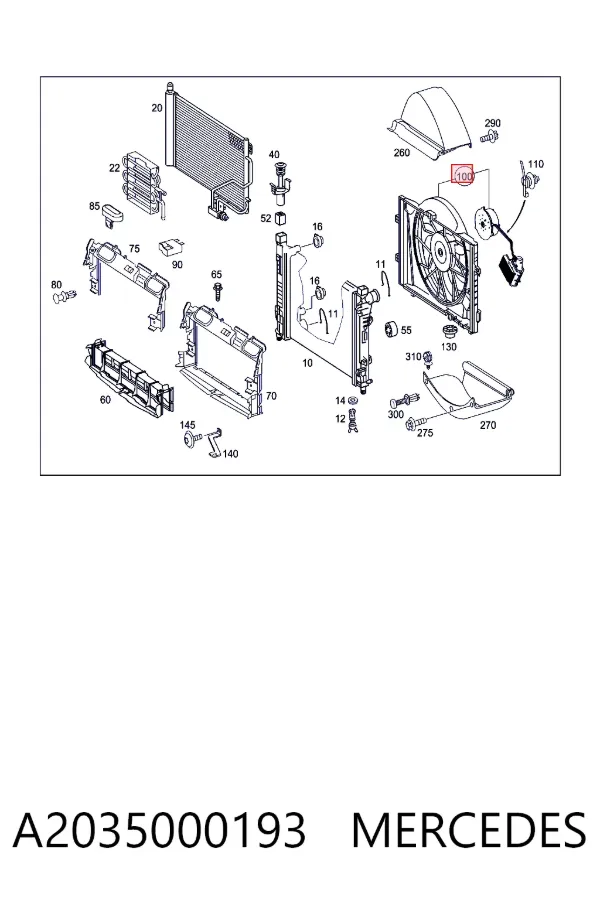 Ventilador de radiador A2035000193 Mercedes