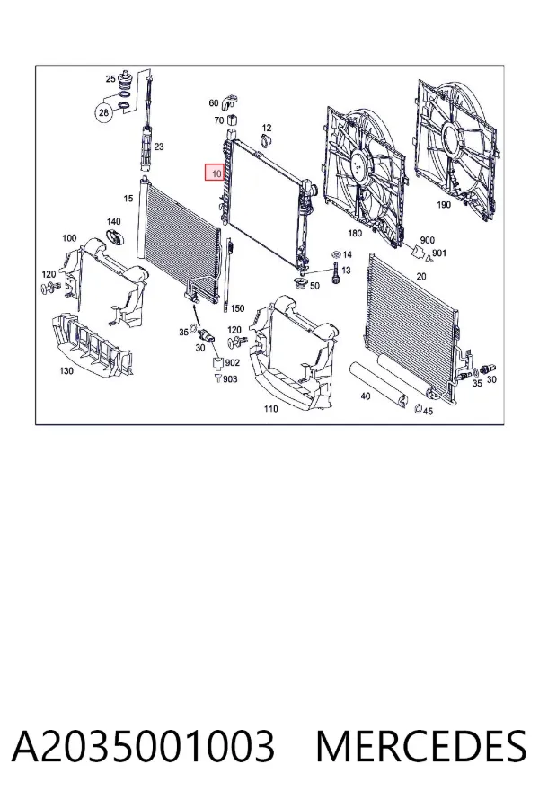 Radiador A2035001003 Mercedes