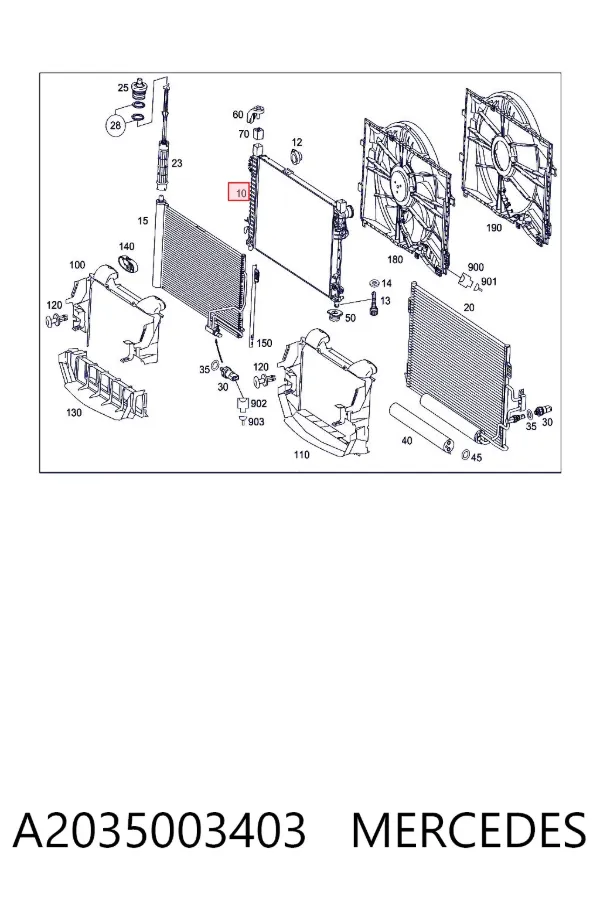 Radiador A2035003403 Mercedes