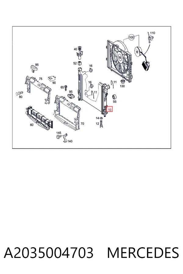 Radiador A2035004703 Mercedes