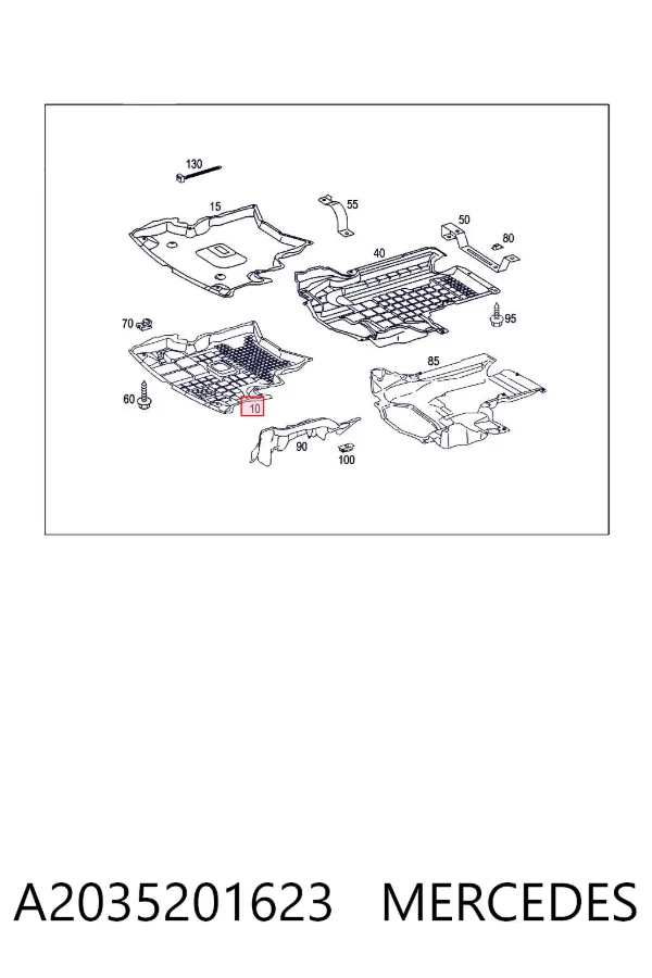 Protección motor / empotramiento A2035201623 Mercedes