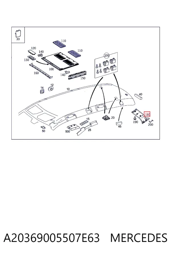 Techo interior A20369005507E63 Mercedes