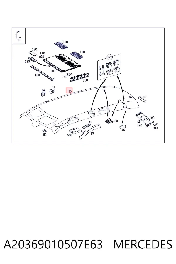 Techo interior A20369010507E63 Mercedes
