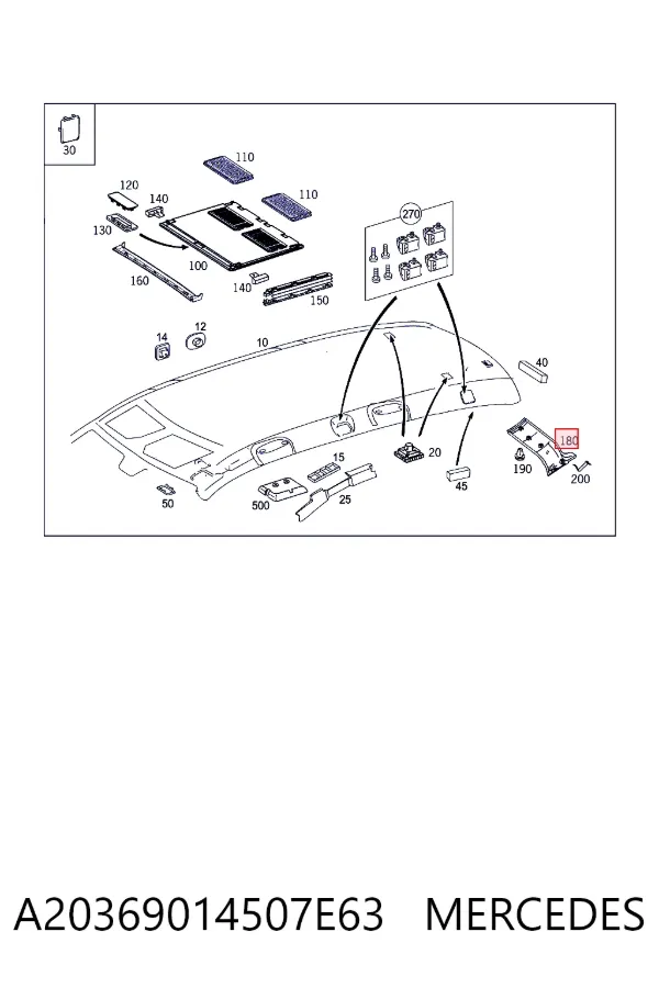 Techo interior A20369014507E63 Mercedes