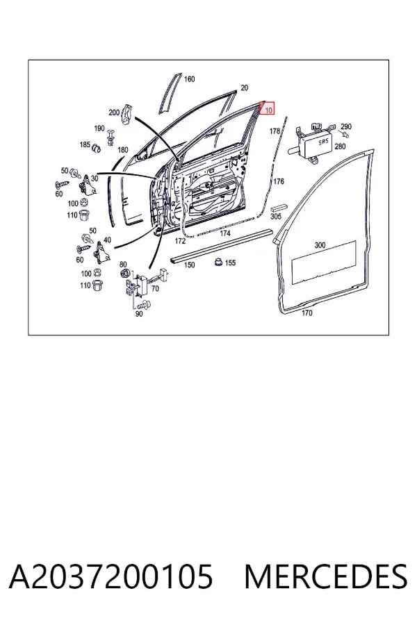 Puerta delantera izquierda A2037200105 Mercedes
