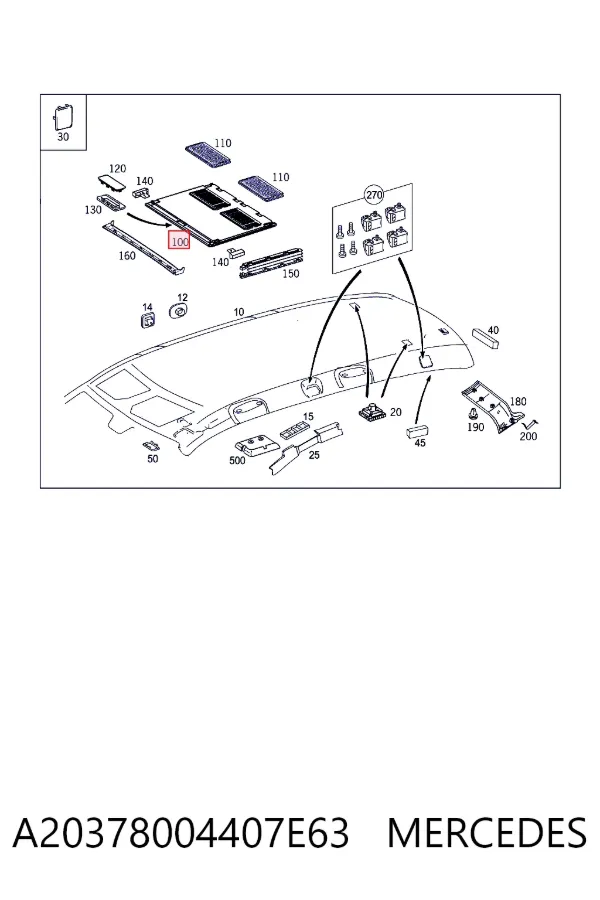 Techo interior A20378004407E63 Mercedes